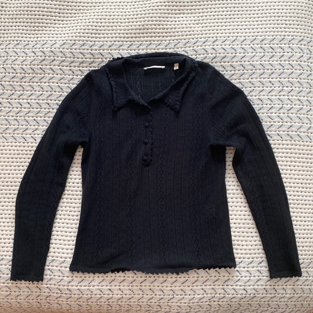 Doen Cotton Pointelle Sweater XS